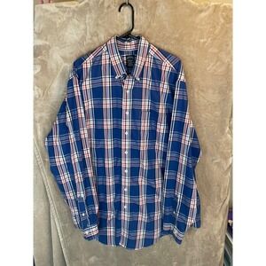 🚀 Brooks Brothers Plaid Shirt Mens 1XL Non-Iron Button Down Long Sleeve‎ Blue